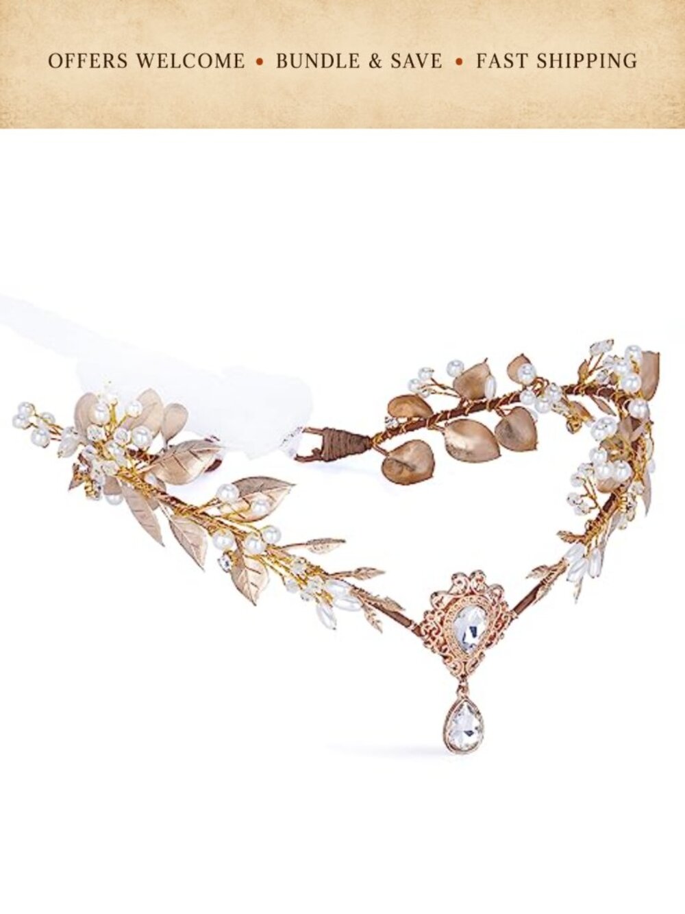 Handmade Fairy Flower Crown Leaf Elf Headband Adjustable Cosplay
